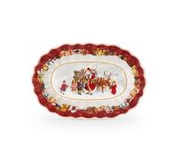 Villeroy & Boch - Toy's Fantasy Fuente Ovalada Grande Santa y Niños Multicolor, Apto para Microondas, Fuente para Servir, Vajilla Navideña, Plato para Navidad, Porcelana Premium