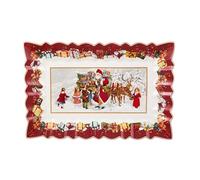 Villeroy & Boch - Toy's Fantasy Fuente Tarta Rectangular Santa y Niños Multicolor, Apto para Microondas, Fuente para Tarta o Pastel, Plato para Tartas, Plato de Pastel para Navidad, Porcelana Premium