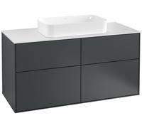 Villeroy und Boch Finion Unidad de lavabo, 1200x603x501mm, con iluminación LED, placa de cubierta Blanco Mate, G26100HG, Color: Laca mate azul noche