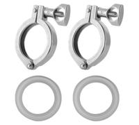 VILLFUL Abrazadera de acero inoxidable 304 Tri-Clamp con junta de silicona para tri-clamp fittings y mangueras, conexión sanitaria para bebidas y aceite, 2 juegos