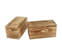 VILLFUL Caja Deslizante de Madera Quemada 2 Piezas Estuche Multifunción para Almacenamiento en Hogar Protección contra Polvo y Humedad Diseño Clásico para Sala Dormitorio y Estudio