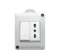 VIMAR 0T14802.DBP Plana contenedor IP40 + desviador 16 AX 250 V~, iluminable + toma Sicury 2P + T 16 A 250 V~ estándar italiano tipo P17/11, instalación en pared, blanco