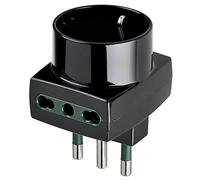 Vimar Adaptador de Clavija de 2 Enchufes 10 a 16/16 Piu'tipo Schuko, Color Negro