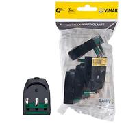 Vimar FP00204 Enchufe Grande SICURY 2P+T 16A 250V~ 4 Piezas Clavijas orientables en línea o en equipo, estándar IT tipo S17-SPB17 Salida Cable axial