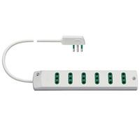 Vimar FP00402.C.B - Toma móvil múltiple con 6 salidas Sicury estándar italiano P11, 1,5 m cable, enchufe plano 2P + T 10 A (pequeña) estándar italiano