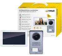 Vimar K40935 Kit videoportero de superficie para 1 Apartamento / Familia: videoportero LCD 7in altavoz con pantalla táctil, placa audio/vídeo de 1 botón, alimentador, con estribos de fijación, Blanco