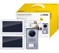 Vimar K40936 Kit videoportero para 2 famillas con: 2 videoporteros pantalla táctil, placa de 2 botones, 2 alimentadores, suministrado con estribos de fijación, blanco