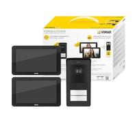 Vimar K42966 Videoportero Wi-Fi Touch bifamiliar alim. Multienchufe, Negro | Kit videoportero Wi-Fi bifamiliar con 2 monitores táctiles de 7", espacio exterior con 2 botones y fuentes de alimentación