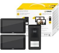 Vimar K42976 Kit de videoportero de Pared, 2 videoporteros táctiles Manos Libres Wi-Fi a Color LCD de 7 Pulgadas, 1 Placa audiovídeo 2 Botones, 2 Fuentes de alimentación 40103, con Soportes para
