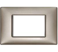 Vimar serie plana - Placa 3 módulo metal niquel perlado