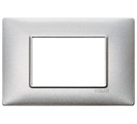 Vimar serie plana - Placa 3 módulo metal plata metalizado