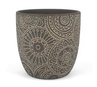 Vimin Box Macetero de Terracota café Decorado | Diámetro 13,5 cm | Maceta para Plantas de Interior y Exterior | Maceta Elegante para casa, jardín, balcón (1, M café)