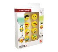 Vin Bouquet FIA 148 - Set Marca Copas Emoticonos, Silicona, 8 Unidades