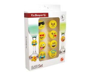 Vin Bouquet FIA 148 - Set Marca Copas Emoticonos, Silicona, 8 Unidades