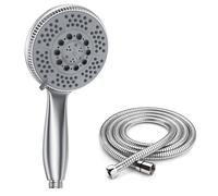 Vinabo Alcachofa de ducha con Manguera 1,5 m, Ahorro de Agua cabezal de ducha con 5 modos, Antical Alcachofa Ducha, ABS cromado, alcachofa con boquilla para limpiar baños, paredes Alicatadas