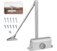 Vinabo Cierrapuertas hidráulico automático, Cierrapuertas con Retenedor, Cierrapuertas Muelle de Aluminio, Cierre Automático Ajustable, para Comercial y Hogar Puerta de 15-45 kg, plata (Paquete de 5)