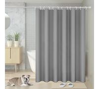 Vinabo Cortina de Ducha Gris 180 x 200 cm, Cortinas Baño Tela con 12 Ganchos PEVA, Cortina Ducha para Baño, Bañera