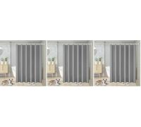 Vinabo Cortina de Ducha Gris 180 x 200 cm, Cortinas Baño Tela con 12 Ganchos PEVA, Cortina Ducha para Baño, Bañera (Paquete de 3)