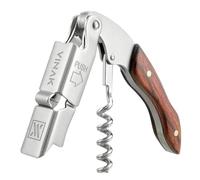 VINAK - Sacacorchos Camarero Profesional XPERT | Acero Inoxidable y Madera | Doble Apoyo Articulado | Abrebotellas y Navaja Cortacápsulas | Espiral Profesional
