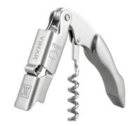 VINAK - Sacacorchos Camarero Profesional XPERT INOX | Acero Inoxidable | Doble Apoyo Articulado | Abrebotellas y Navaja Cortacápsulas | Espiral Profesional