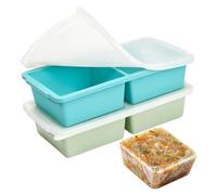 VINATO 2 Piezas Bandeja de Silicona para Congelador con Tapa, 500ml Moldes de Silicona para Congelador, Moldes Cubitos de Hielo para Salsas y Sopas - Sin BPA y Aptos para Lavavajillas
