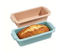 VINATO 2 Piezas Molde de Silicona para Bizcocho, Moldes Rectangulares Antiadherentes 28x16x6.5 cm para Pan y Repostería - Azul y Rosa (Apto Horno y Lavavajillas)