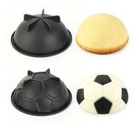 VINATO 2 Piezas Moldes Silicona Bizcocho, Antiadherente Molde Reposteria con Base, Molde Silicona Tarta con Forma de Balón de Fútbol para una Fiesta de Cumpleaños Deportiva