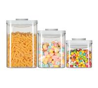 VINATO 3 Piezas Botes Herméticos, 600/1250/2280ml Recipientes para Cocina | Cierre Por Presión, Indicador De Fecha Integrado, Apilable Estable, 3 Tamaños para Necesidad, Junta Silicone Anti-humedad