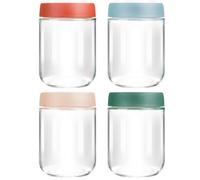 VINATO 4 Piezas Tarros de Cristal con Tapa 350ml, Tarros Cristal Herméticos, Botes con Tapa, Overnight Oats Jar, Frascos Alimentación