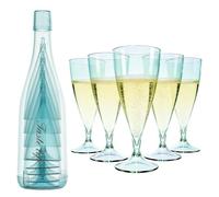 VINATO 5 Piezas Copas de Champán de Plástico, 155ml Transparente Flautas de Champán Reutilizable, Copas de Cava Plastico para Fiestas, Bodas