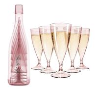 VINATO 5 Piezas Copas de Champán de Plástico, 155ml Transparente Flautas de Champán Reutilizable, Copas de Cava Plastico para Fiestas, Bodas