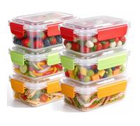 VINATO 6 x 750ml Contenedores Herméticos para Alimentos, Envases Herméticos de Plástico para Almacenamiento de Alimentos Sin BPA apilables botes cocina almacenaje para Microondas y Lavavajillas