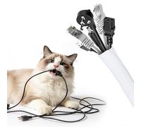 VINATO 6m Organizador Cables, 13-20mm Expandible Trenzada Funda Cables - Cortable e ignífugo para Cine en Casa, PC, Coche Blanco