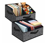 VINATO Cajas Almacenaje Ropa, Organizador Armario, Cajas Organizadoras, Almacenaje y Organización, Cestas almacenaje Baño, Cajas de Almacenaje para Ropa, Juguetes y Libros, Negro, 40 * 30 * 20cm