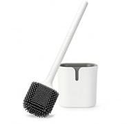 VINATO Escobilla de Baño, Escobilla Silicona con Soporte, Escobilla Baño WC Blanco, Cepillo WC