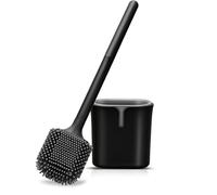 VINATO Escobilla de Baño, Escobilla Silicona con Soporte, Escobilla Baño WC Negra, Cepillo WC