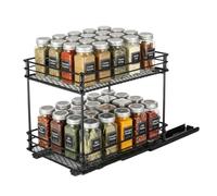 VINATO Especieros Para Cocina, Organizador de Especias Deslizante de 2 Niveles, Estante para Especias con Guías, Organizador Especiero de Cocina para Armario (26.1X20.3X21.3 cm)