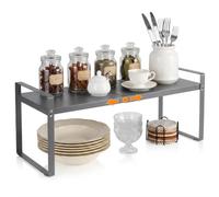 VINATO Estante de Cocina Extensible (37-62 cm), Organizador Armario Cocina, Estante Extensible Armario para Especias, Gris