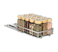 VINATO Estante para especias extensible, organizador de armario de cocina con rieles de rodillos, organizador de cocina para colgar, soporte para especias para armario, plateado (26 x 15 x 5,5 cm)