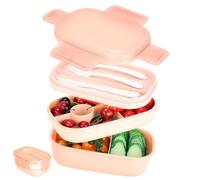 VINATO Fiambrera 1900ml con 3 Compartimentos y Cubiertos, Fiambrera Comida Trabajo, sin BPA, Aptos para Microondas y Lavavajillas, Caja Bento para Oficina, Escuela o Acampadas (Rosa)