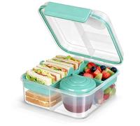 VINATO Fiambrera Bento Box, Lunch Box con Compartimentos, Taper para Comida de Trabajo, en Verde Azulado, 1.25L