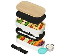 VINATO Fiambrera Comida Trabajo 1400ml con 2 Niveles - Loncheras de Trabajo con Compartimentos - Lunch Box con Cubiertos y BPA Free - Fiambrera Doble Capa para Oficina/Escuela