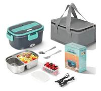 VINATO Fiambrera Electrica 1.5 L, Calentador De Comida Portatil 60W,Taper Electrico,Fiambrera Termica Para Coche,Camión,Oficina,Con Tenedor/Cuchara Y Bolsa Térmica