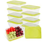 VINATO, juego de 10 recipientes herméticos de 1100 ml con tapa, reutilizables, ideales para almacenar alimentos, aptos para congelador, sin BPA, apilables, aptos para microondas, congelador y lavavaji