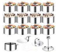 VINATO, juego de 12 piezas: bandeja de acero inoxidable para servir, con 4 tapas y 4 bases - 16 unidades decorativas