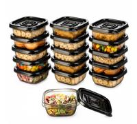 VINATO Juego de 16 Pequeños Recipientes Para Congelar 100 Ml con Tapa | Apilables, Reutilizables, Aptos para Lavavajillas, Cuadrados, Semitransparentes, Recipientes de Almacenamiento Cocina