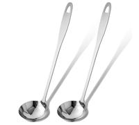 VINATO Juego de 2 Cucharón en Acero Inoxidable, Cuchara de Cocina 30,5cm | Acero 304, antioxidante, ergonómico, resistente calor, ojal, lavavajillas - ideal para sopas & salsas.