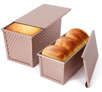 VINATO, juego de 2 moldes para pan con tapa, dimensiones: 21 x 12 x 11,7 cm y 19 x 9,5 x 8 cm. Ideal para hacer tostadas