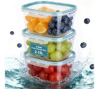 VINATO Juego de 3 Herméticos con Tapa, 2,15 L - Apilables, Sin BPA, para Cereales, Harina, Café y Frutos Secos