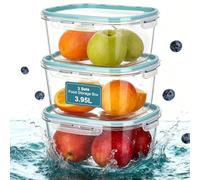 VINATO Juego de 3 Herméticos con Tapa, 3,95 L - Apilables, Sin BPA, para Cereales, Harina, Café y Frutos Secos